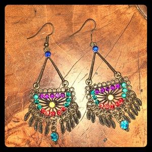 Dangly Vibrant Earrings; costume jewelry